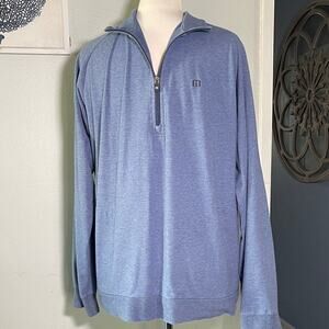 Travis Mathew Light Blue 1/4 Zip-Up Sweatshirt